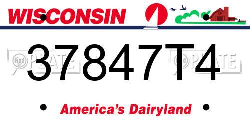 37847T4 Wisconsin License Plate