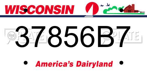 37856B7 Wisconsin License Plate