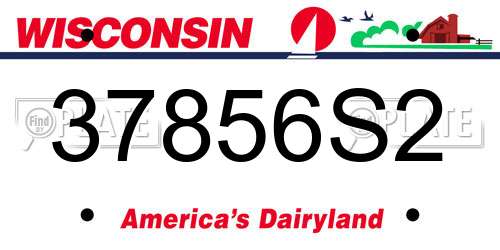 37856S2 Wisconsin License Plate
