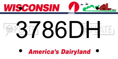 3786DH Wisconsin License Plate