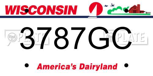 3787GC Wisconsin License Plate