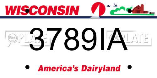 3789IA Wisconsin License Plate