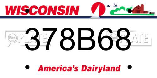 378B68 Wisconsin License Plate