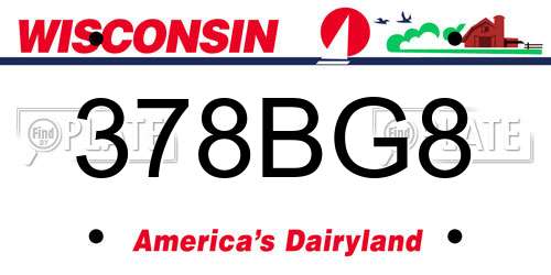 378BG8 Wisconsin License Plate