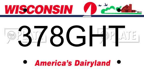 378GHT Wisconsin License Plate