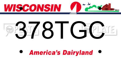 378TGC Wisconsin License Plate