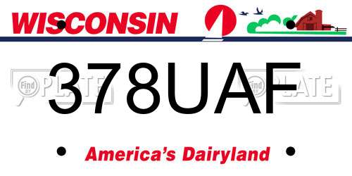 378UAF Wisconsin License Plate