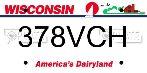 378VCH Wisconsin License Plate