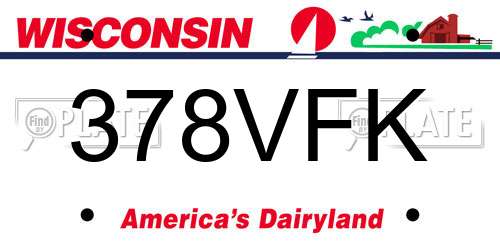 378VFK Wisconsin License Plate