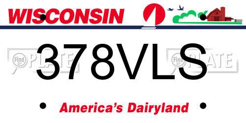 378VLS Wisconsin License Plate