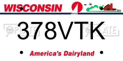 378VTK Wisconsin License Plate