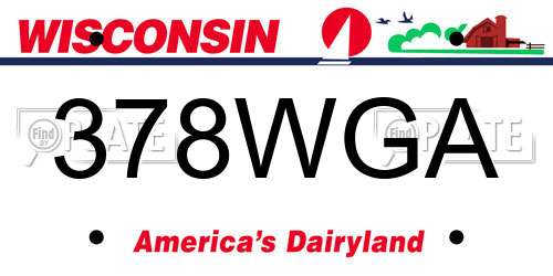 378WGA Wisconsin License Plate
