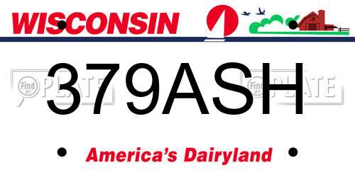 379ASH Wisconsin License Plate