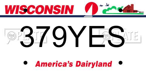 379YES Wisconsin License Plate