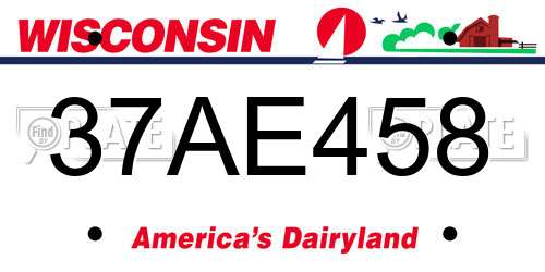 37AE458 Wisconsin License Plate