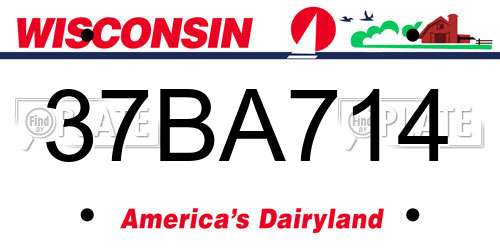 37BA714 Wisconsin License Plate