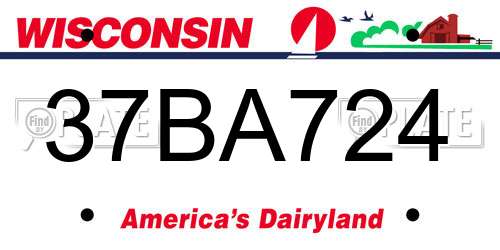37BA724 Wisconsin License Plate