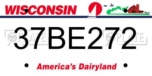 37BE272 Wisconsin License Plate