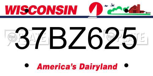 37BZ625 Wisconsin License Plate