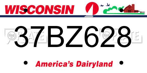 37BZ628 Wisconsin License Plate