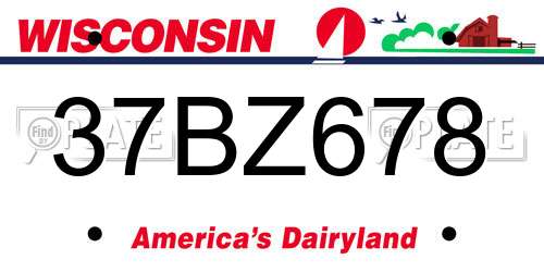37BZ678 Wisconsin License Plate