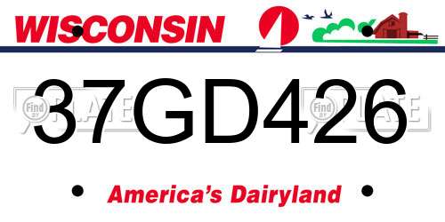 37GD426 Wisconsin License Plate