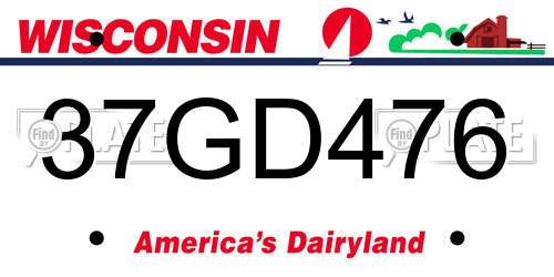37GD476 Wisconsin License Plate