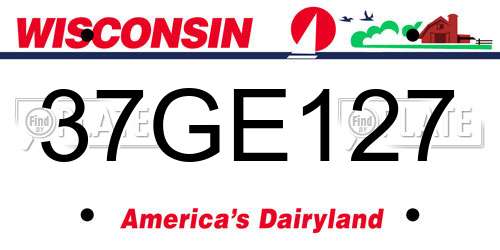 37GE127 Wisconsin License Plate