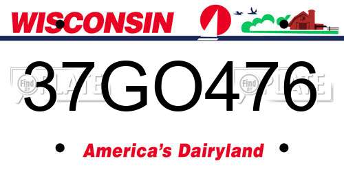 37GO476 Wisconsin License Plate