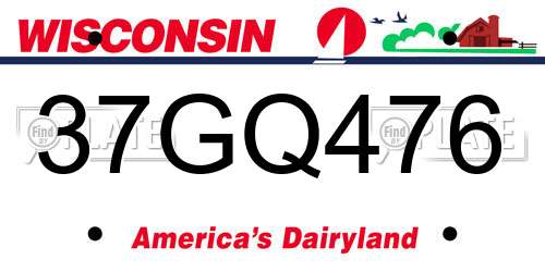37GQ476 Wisconsin License Plate
