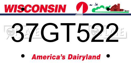 37GT522 Wisconsin License Plate