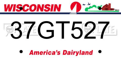 37GT527 Wisconsin License Plate