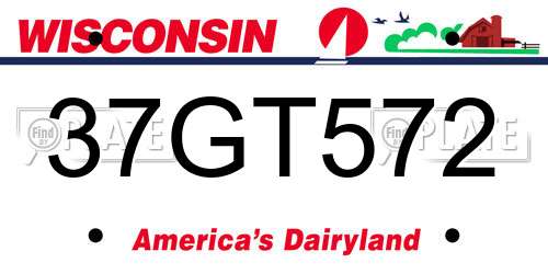 37GT572 Wisconsin License Plate