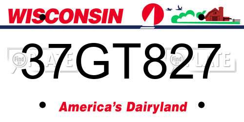 37GT827 Wisconsin License Plate