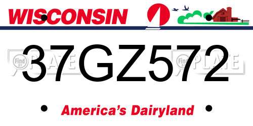 37GZ572 Wisconsin License Plate