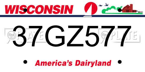 37GZ577 Wisconsin License Plate