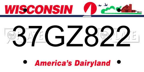 37GZ822 Wisconsin License Plate