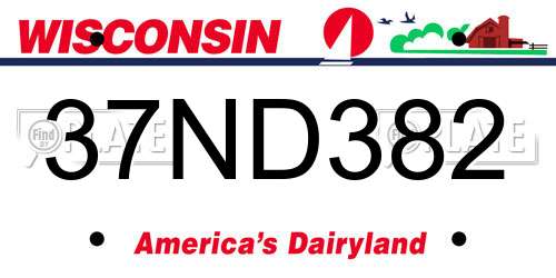 37ND382 Wisconsin License Plate
