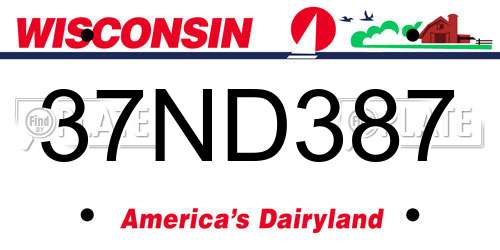 37ND387 Wisconsin License Plate