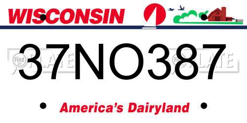 37NO387 Wisconsin License Plate