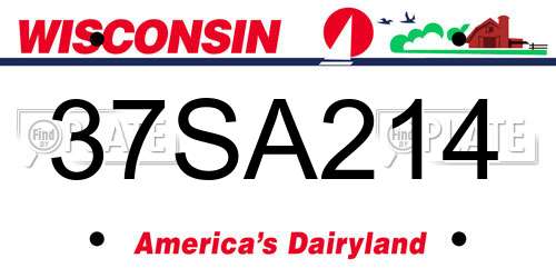 37SA214 Wisconsin License Plate
