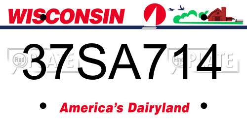 37SA714 Wisconsin License Plate