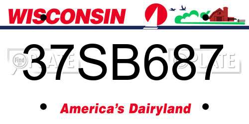 37SB687 Wisconsin License Plate
