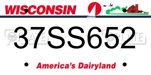 37SS652 Wisconsin License Plate