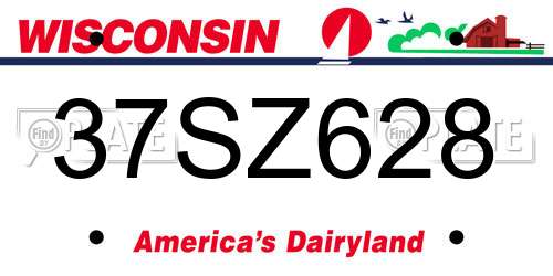 37SZ628 Wisconsin License Plate