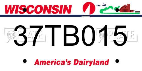37TB015 Wisconsin License Plate