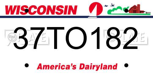 37TO182 Wisconsin License Plate