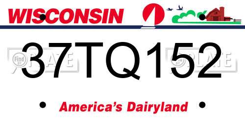 37TQ152 Wisconsin License Plate