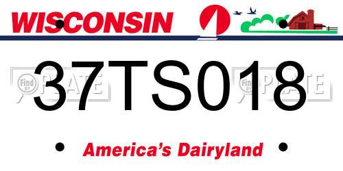 37TS018 Wisconsin License Plate
