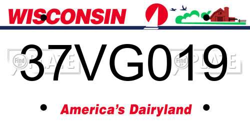 37VG019 Wisconsin License Plate